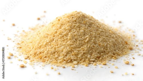 Aromatic Bread Crumbs Heap on White Background Ready to be Used in a Recipe