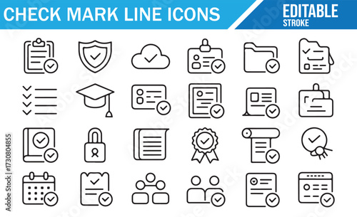 Admin & Onboarding Check Icons — Documents, Profiles, and Confirmation Marks