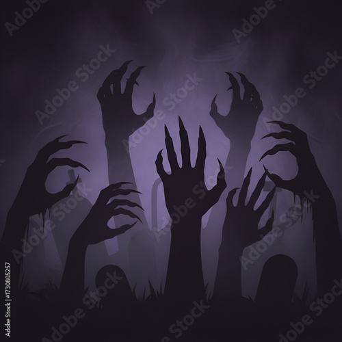 terrifying halloween shadow overlay with creepy monster hands and claws