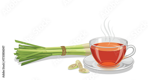 A soothing cup of herbal tea infused with fresh aromatic lemongrass.