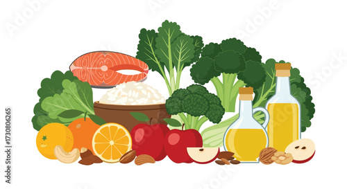 Healthy foods collection for a balanced diet and good nutrition.