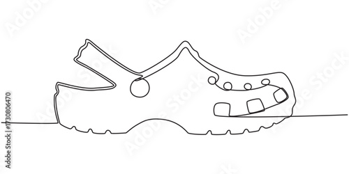 Premium vector shoe continuous one line drawing on white background concept of shoe business, Sport Sneaker shoes in continuous line art drawing style, one continuous line drawing of shoe- footwear.