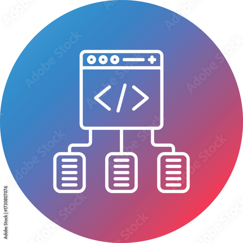 Code Framework Line Gradient Circle Background Icon