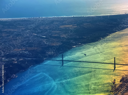 Aerial or drone view of Lisbon in Portugal