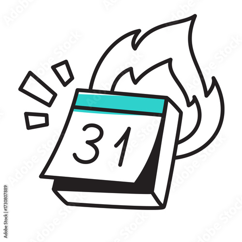 Deadline with calendar on fire