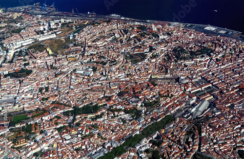 Aerial or drone view of Lisbon in Portugal