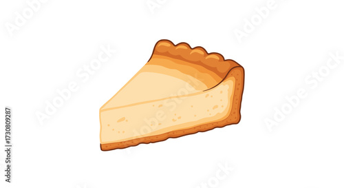 A delicious slice of creamy cheesecake on a golden brown crust is perfect for any occasion.
