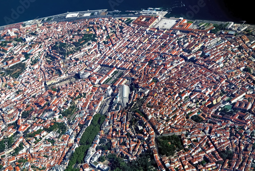 Aerial or drone view of Lisbon in Portugal
