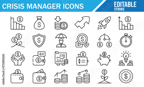 Budget Protection Icons — Thin Stroke Pack of Insurance, Wallet, Coin and Analytics