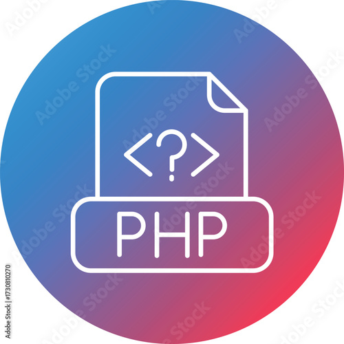 Php File Line Gradient Circle Background Icon