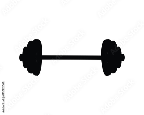Single dumbbell barbell black silhouette ideal for fitness or weightlifting concept