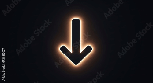 Minimalist Glowing Arrow Pointing Down Symbolizing Price Drop