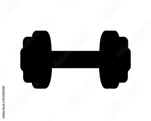 Simple Black Dumbbell Illustration for Fitness and Weightlifting Iconographic Representation