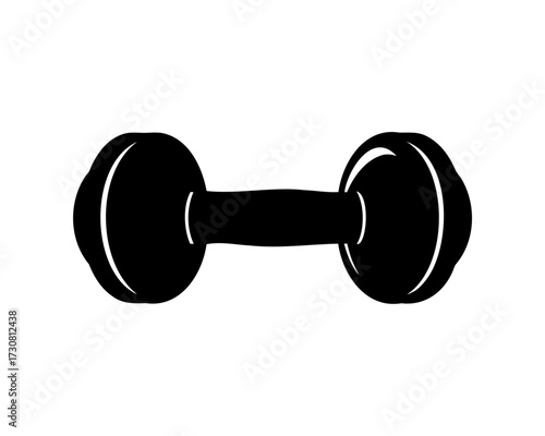 Black dumbbell isolated on white background, for workout and weight training