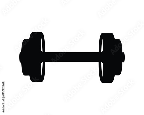 Silhouette of a classic barbell for fitness and strength training equipment