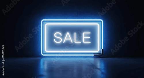 Minimalist Glowing SALE Badge With Neon Outline