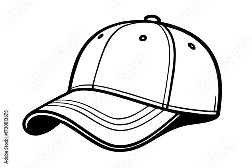 Classic Baseball Cap Hand Drawn Vector Icon - Casual Sport Headwear