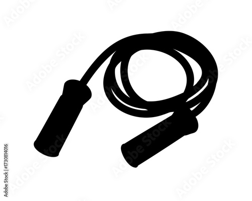 Black silhouette of a jump rope with handles for fitness training