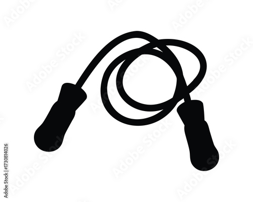 Silhouette image of a jump rope on a white background, fitness equipment