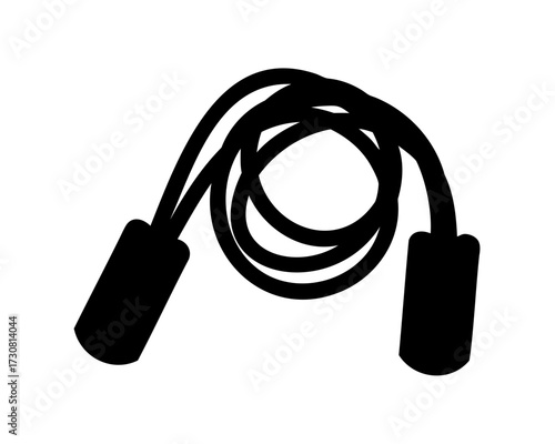 Black and White Silhouette of a Jump Rope for Fitness Workout