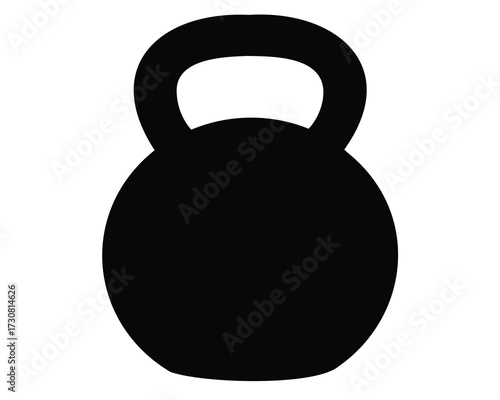Single heavy black kettlebell centered on a white background, simple illustration