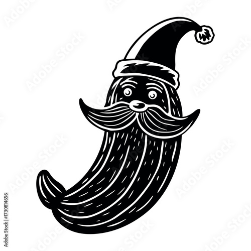banana with Santa beard and hat