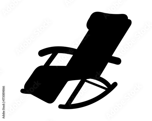 Silhouette of a relaxing rocking chair with a cushioned back support