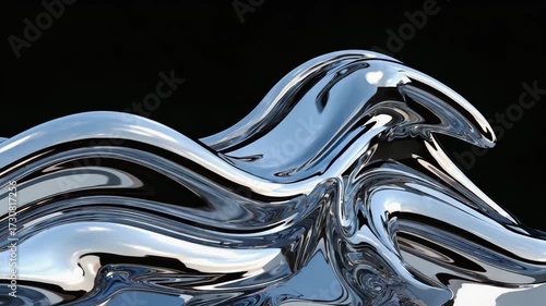 Wallpaper Mural Abstract Liquid Wave - Mesmerizing Chrome Surface in Motion. Torontodigital.ca