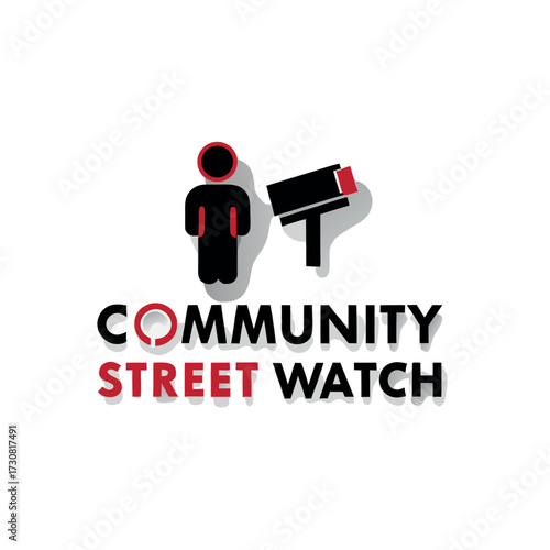 logo with surveillance camera and human