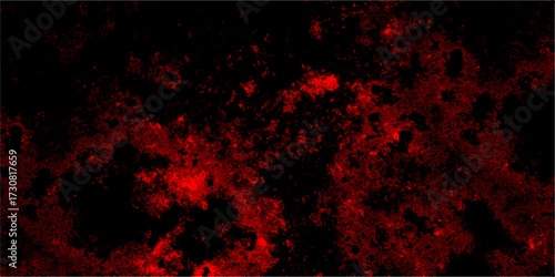 Abstract red grunge reflection of neon cumulus clouds smoke exploding art. Defocused Lights and Dust Particles with soft Red clouds painted texture. Freeze motion of red color fire particles splashing