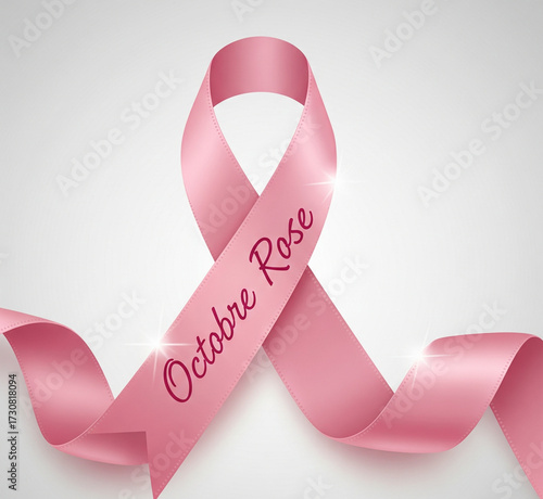 Ruban rose contre le cancer du sein avec écrit Octobre Rose