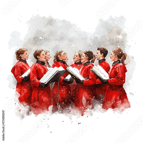 Choir Sheet, watercolor painting vector, isolated on a white background.