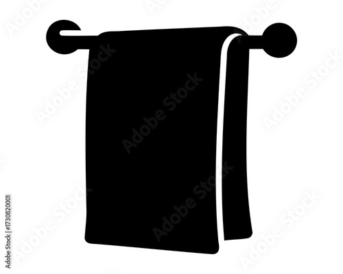 Black silhouette of a towel hanging on a towel rack fixture