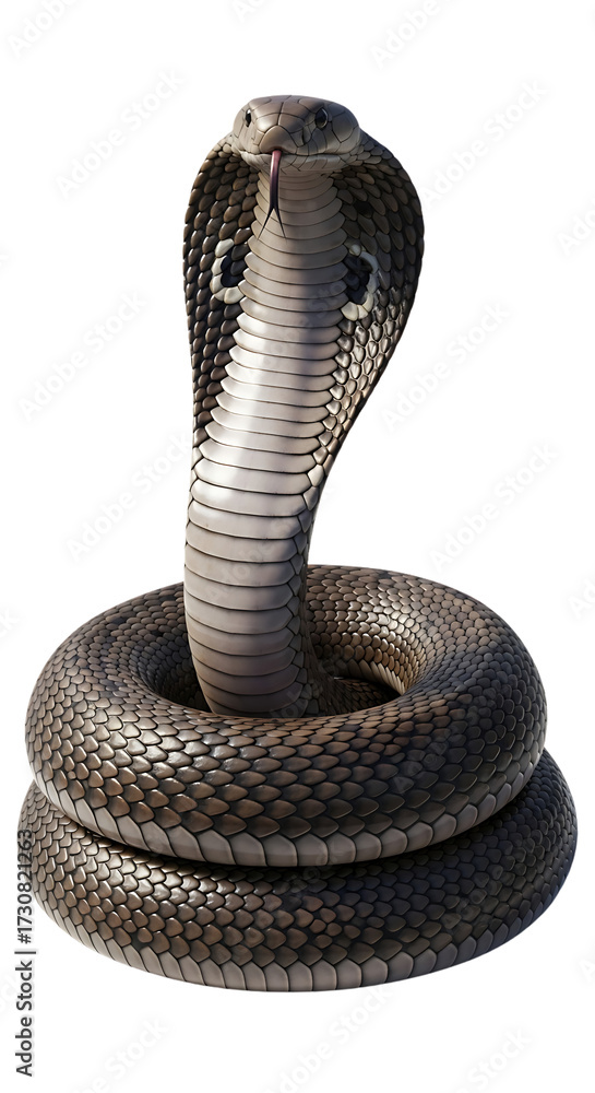 Fototapeta premium Majestic cobra snake isolated portrait dangerous predator reptile