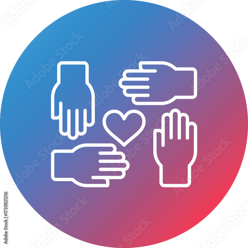 Kindness Line Gradient Circle Background Icon