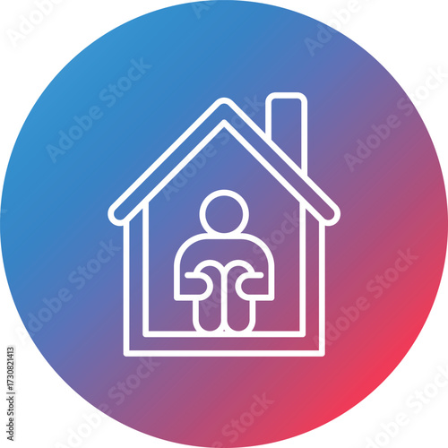 Sheltering Line Gradient Circle Background Icon