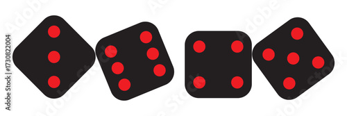 Hand-drawn dice vector icon set with one to six dot sides for games and casino design. EPS 10.