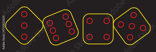 Hand-drawn dice vector icon set with one to six dot sides for games and casino design. EPS 10.