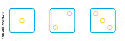 Hand-drawn dice vector icon set with one to six dot sides for games and casino design. EPS 10.