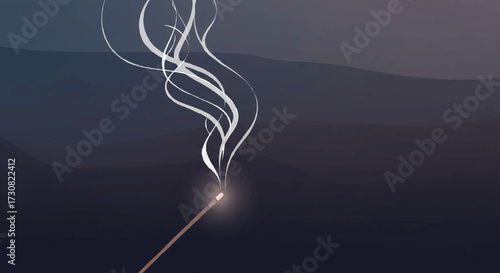 Atmospheric Scene with Rising Vapor and Minimalist Setup