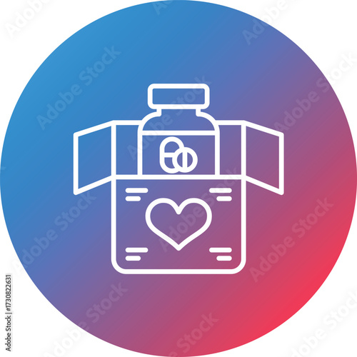 Drug Donation Line Gradient Circle Background Icon