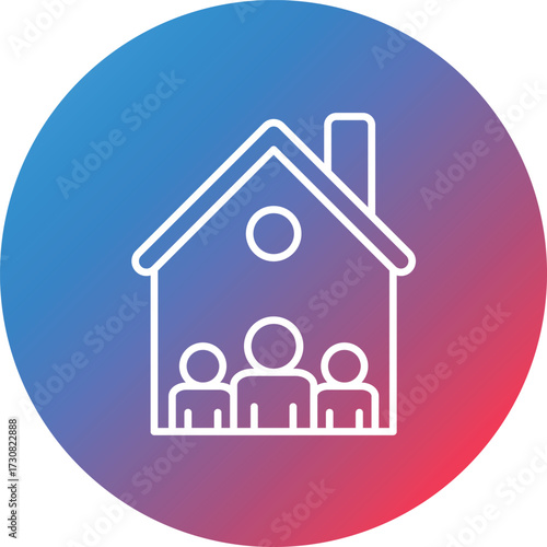 Community Work Line Gradient Circle Background Icon