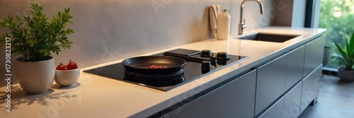 Sleek Modern Stovetop Integrated into Stylish Kitchen Countertops A Minimalist Cooking Space Design