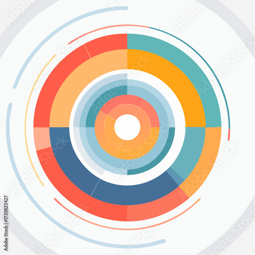 Retro geometric pattern with concentric shapes for vintage styled backgrounds vector design