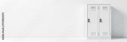 Clean White Metal Locker Isolated on White Background Perfect for Mockups, Design Projects & Minimalist Backdrops. Ideal for School, Gym, or Storage Themes.