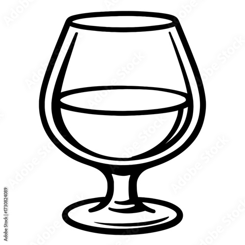 Brandy Snifter Glass Vector Icon - Classic Alcohol Drink Symbol