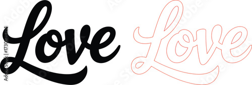 Elegant calligraphy word art for valentine's day greetings and wedding designs