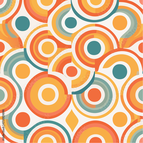 Retro geometric pattern with concentric shapes for vintage styled backgrounds vector design