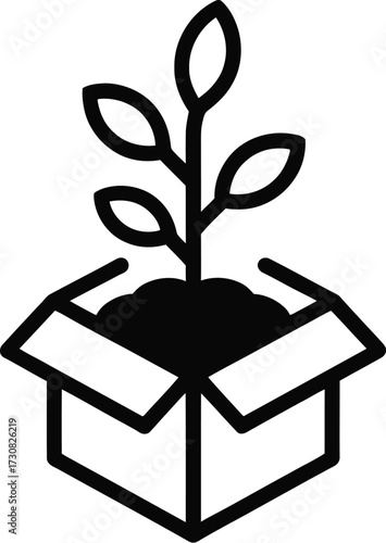 Plant growing in box vector illustration for agriculture and gardening use
