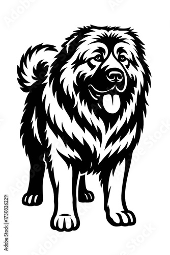 Caucasian Shepherd Dog Vector Illustration - Guard Dog Graphic